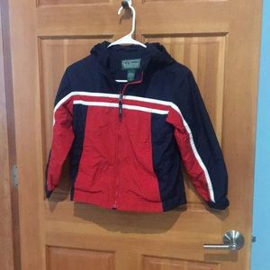 L.L. Bean Kids Red and Navy rain jacket